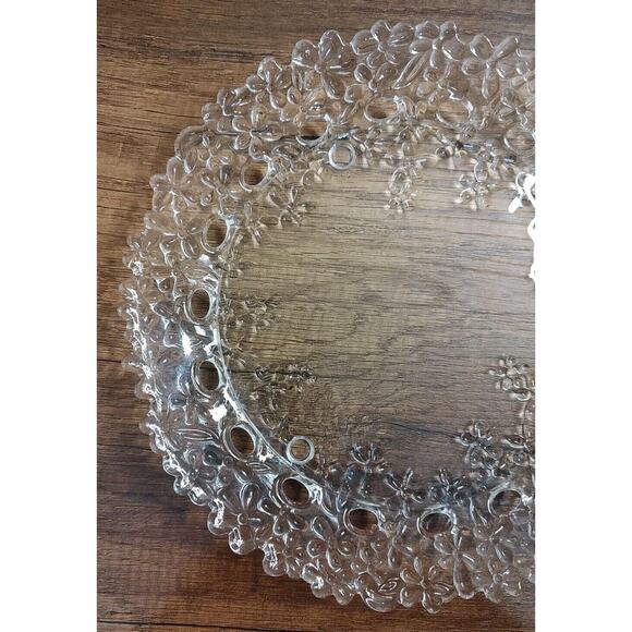 PartyLite 10" Clear Glass Hydrangea Pillar Candle Tray P7717 Original Box B15 - Picture 4 of 5